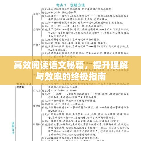 高效閱讀語文秘籍，提升理解與效率的終極指南