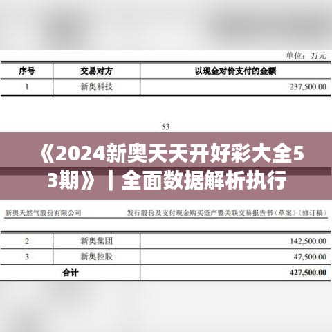 《2024新奧天天開好彩大全53期》｜全面數(shù)據(jù)解析執(zhí)行