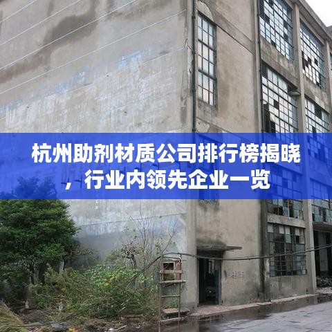 杭州助劑材質(zhì)公司排行榜揭曉，行業(yè)內(nèi)領先企業(yè)一覽