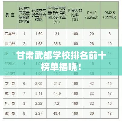 甘肅武都學(xué)校排名前十榜單揭曉！