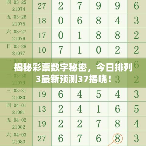揭秘彩票數(shù)字秘密，今日排列3最新預(yù)測37揭曉！