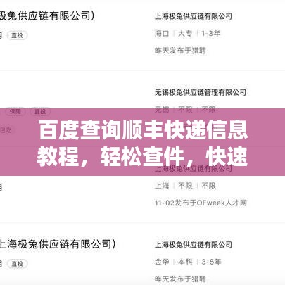百度查詢順豐快遞信息教程，輕松查件，快速掌握！