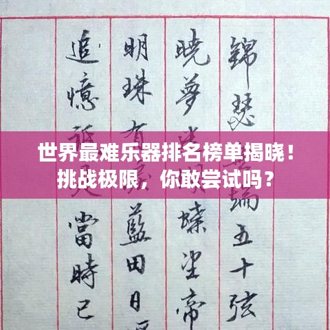 世界最難樂器排名榜單揭曉！挑戰(zhàn)極限，你敢嘗試嗎？