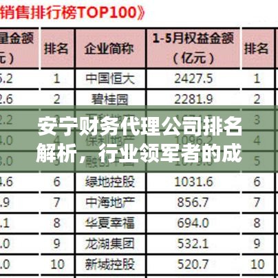 安寧財務(wù)代理公司排名解析，行業(yè)領(lǐng)軍者的成功秘訣大揭秘！