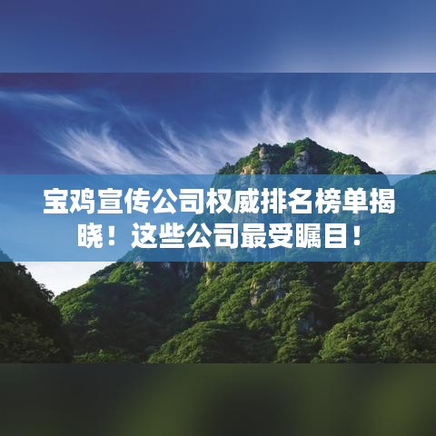 寶雞宣傳公司權(quán)威排名榜單揭曉！這些公司最受矚目！